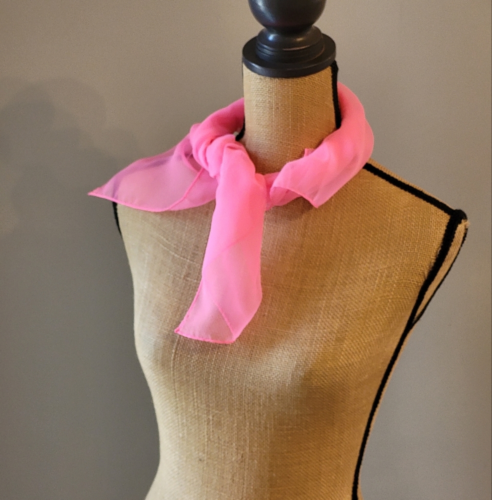 Vintage 60s Hot Pink Polyester Sheer Scarf Made In Japan